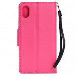 Wholesale iPhone XS / X Crystal Flip Leather Wallet Case with Strap (Perfume Hot Pink)